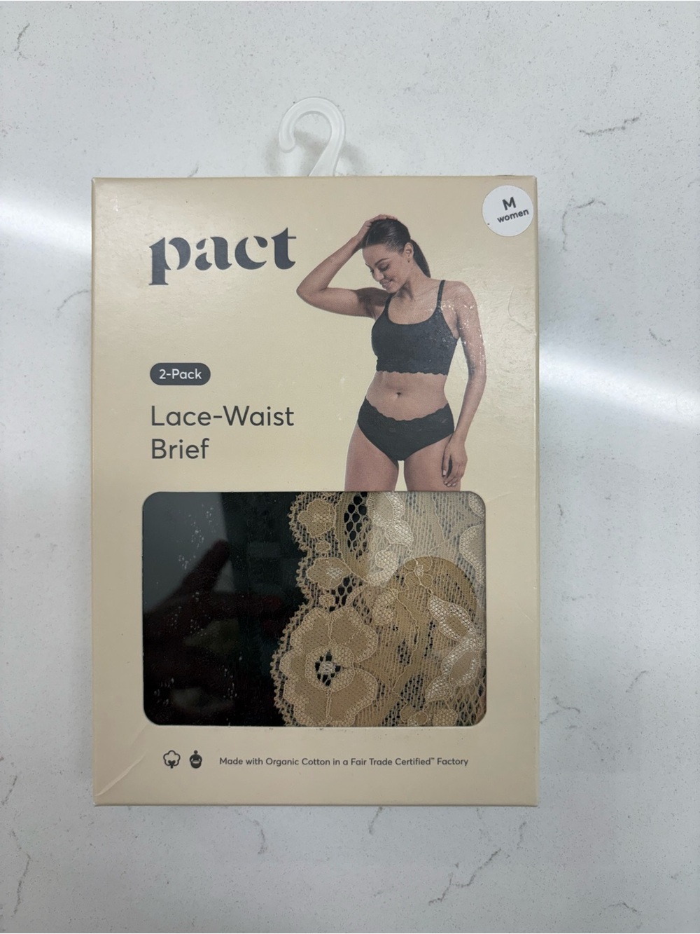 Pact Lace-Waist Brief 2-Pack - Black & Beige